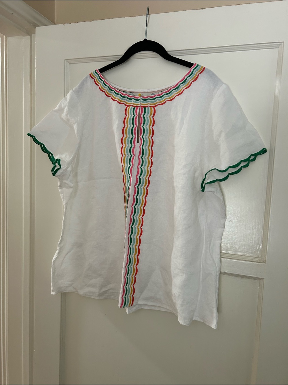 Boden linen embroidered top, 20/22